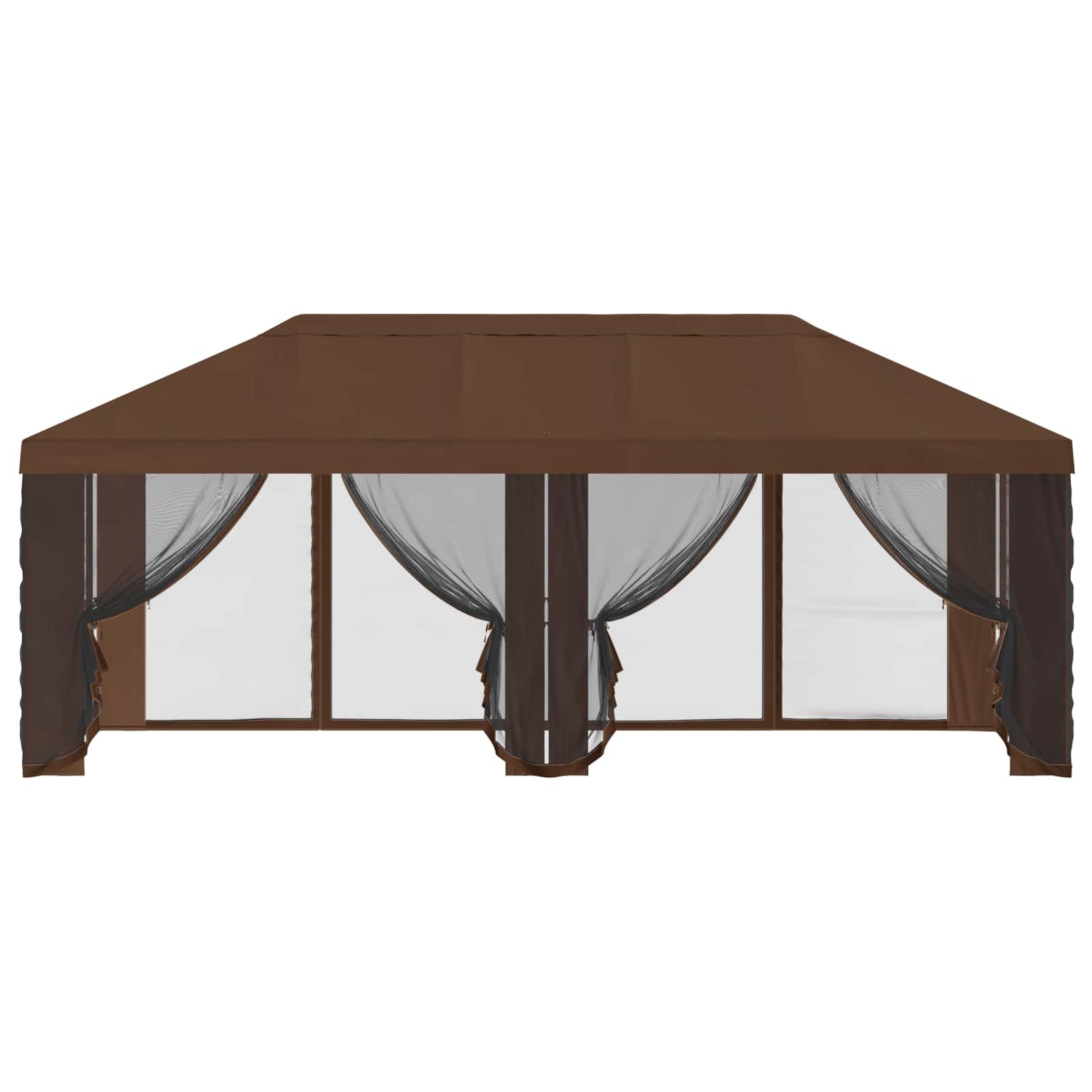 Gazebo Hoes met Zijwanden Bruin 600,5 x 300,5 cm Polyester
