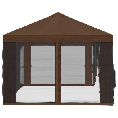 Gazebo Hoes met Zijwanden Bruin 600,5 x 300,5 cm Polyester