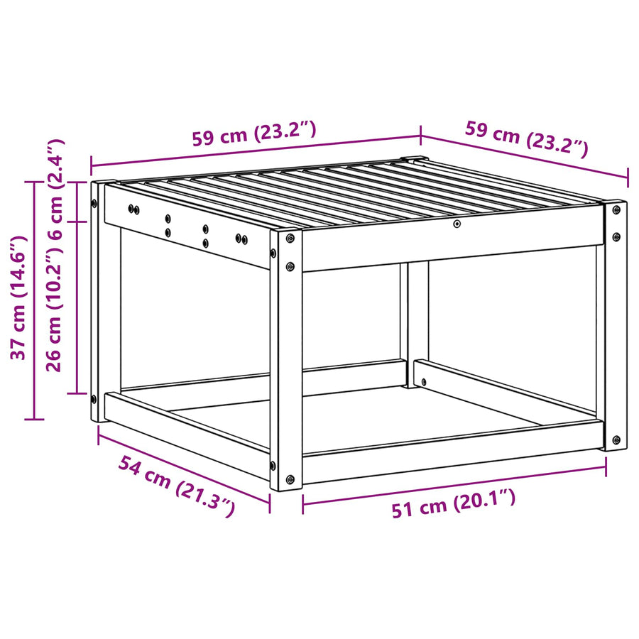 Buiten Tafel Massief Acaciahout Naturel 59 x 59 x 37 cm