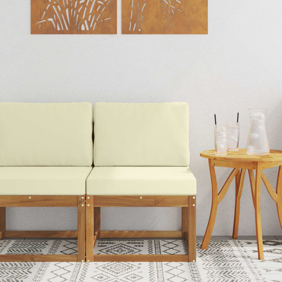 Buiten Midden Sofa Massief Acaciahout Naturel Natuurlijk en crème