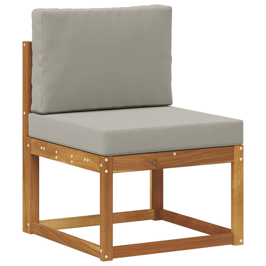 Buiten Midden Sofa Massief Acaciahout Naturel Natuurlijk en lichtgrijs