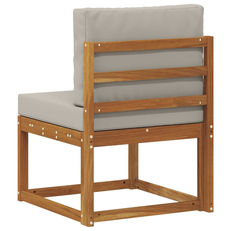 Buiten Midden Sofa Massief Acaciahout Naturel Natuurlijk en lichtgrijs