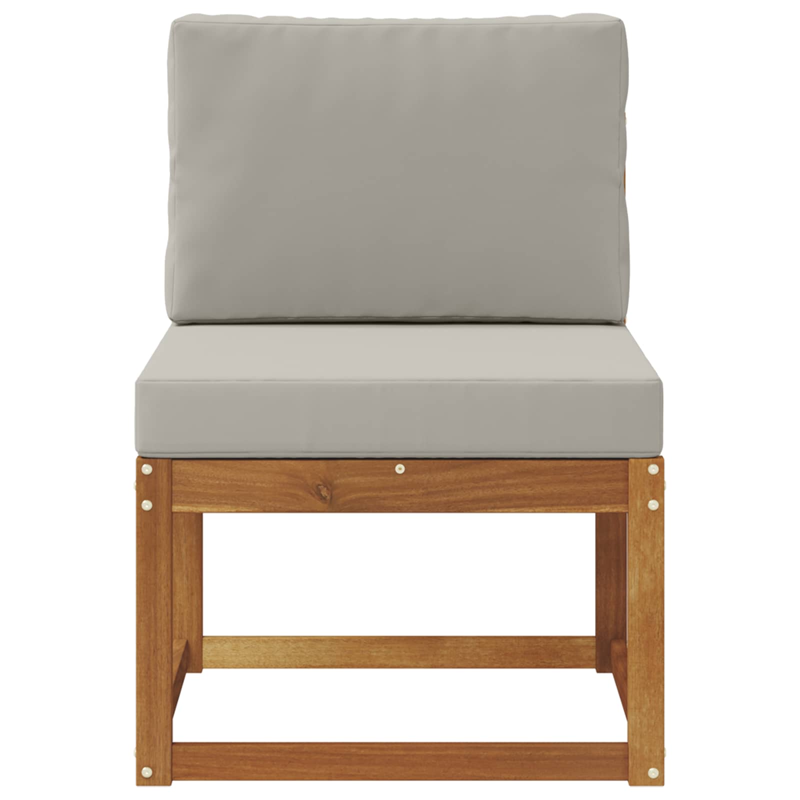 Buiten Midden Sofa Massief Acaciahout Naturel Natuurlijk en lichtgrijs
