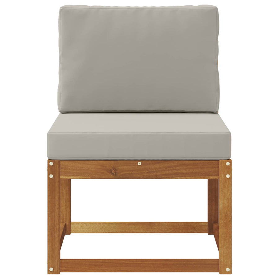 Buiten Midden Sofa Massief Acaciahout Naturel Natuurlijk en lichtgrijs