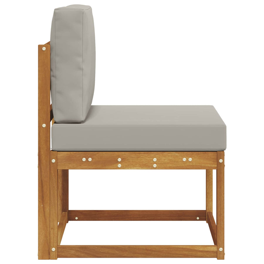 Buiten Midden Sofa Massief Acaciahout Naturel Natuurlijk en lichtgrijs