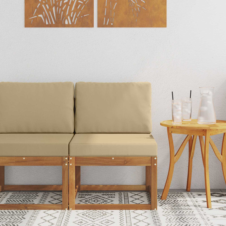 Buiten Midden Sofa Massief Acaciahout Naturel Natuurlijk en beige