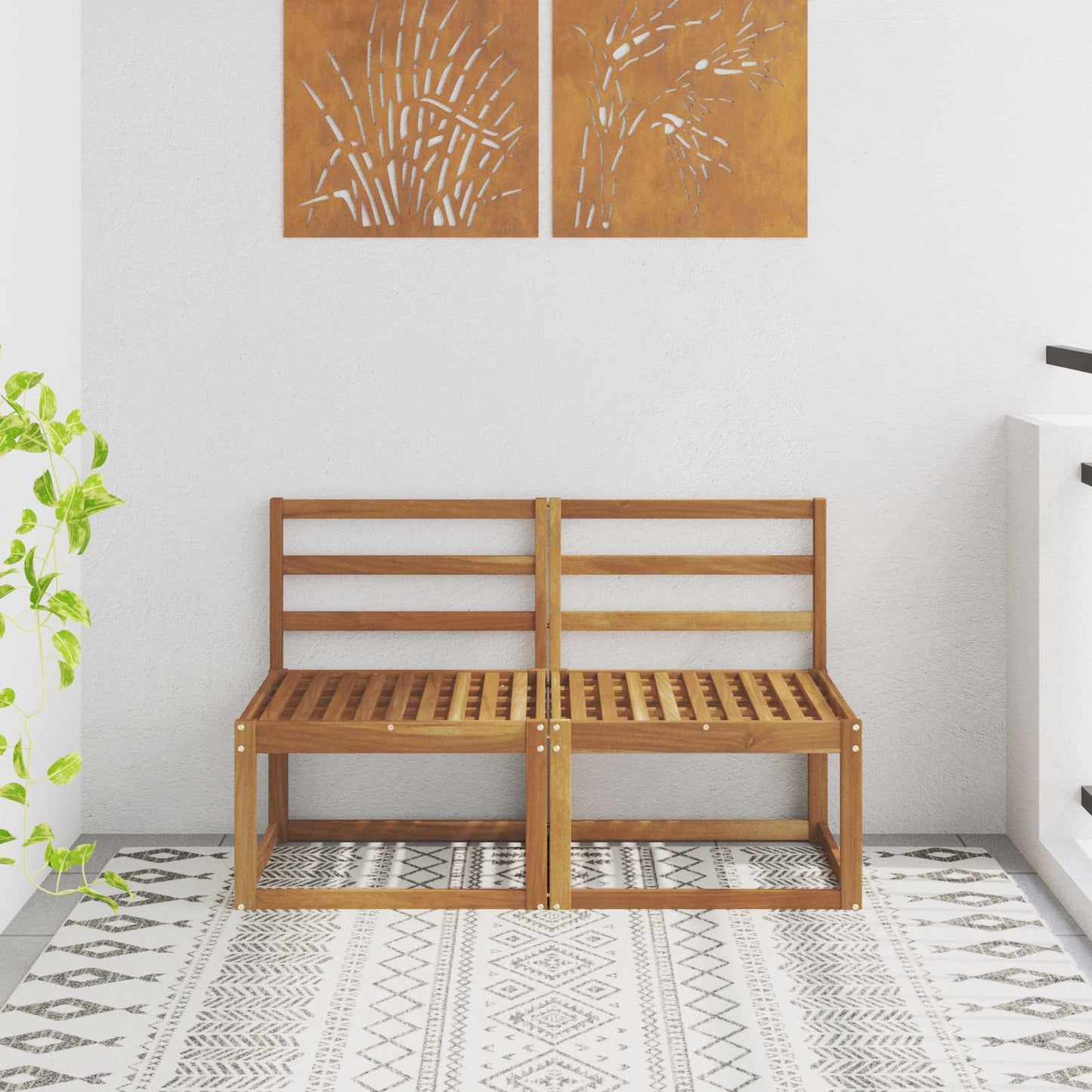 2 Stuk Buiten Midden Sofa Massief Acaciahout Naturel
