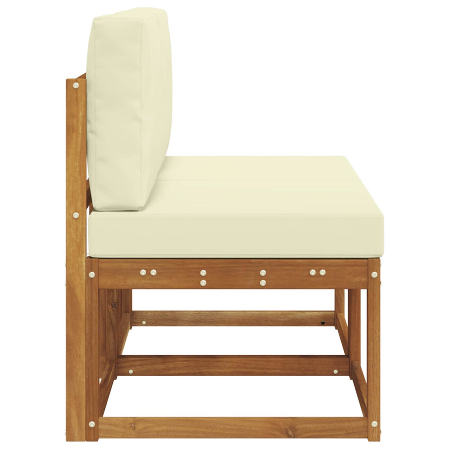 2 Stuk Buiten Midden Sofa Massief Acaciahout Naturel Natuurlijk en crème