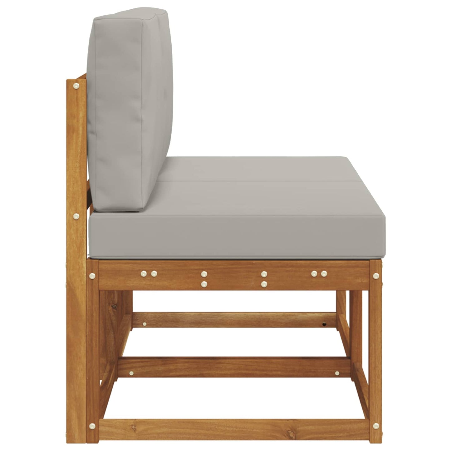 2 Stuk Buiten Midden Sofa Massief Acaciahout Naturel Natuurlijk en lichtgrijs