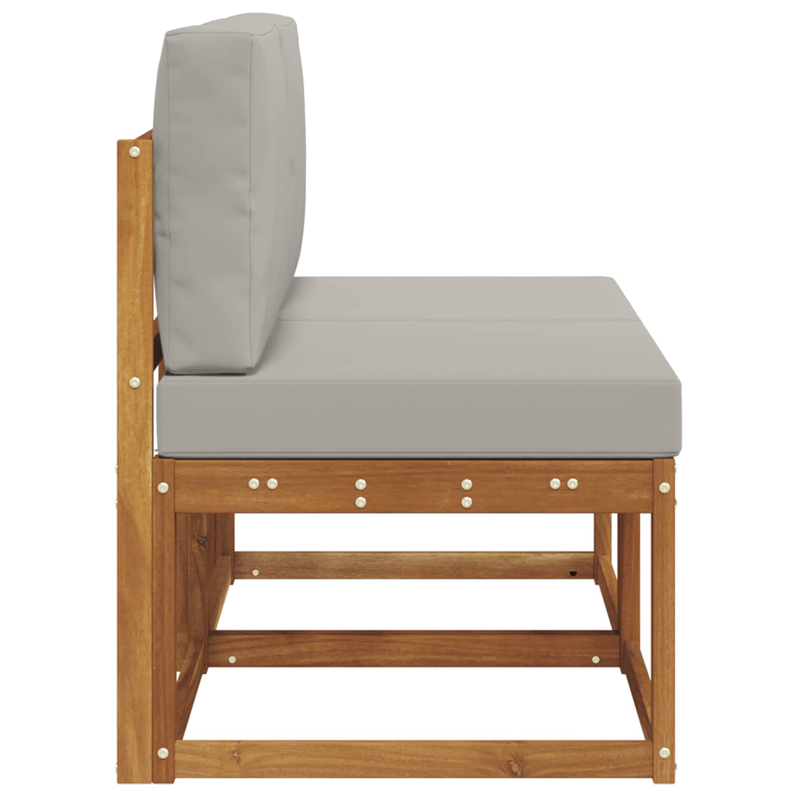 2 Stuk Buiten Midden Sofa Massief Acaciahout Naturel Natuurlijk en lichtgrijs