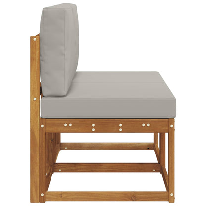 2 Stuk Buiten Midden Sofa Massief Acaciahout Naturel Natuurlijk en lichtgrijs