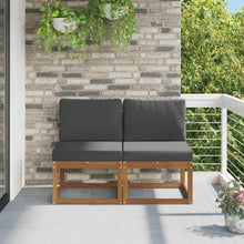 2 Stuk Buiten Midden Sofa Massief Acaciahout Naturel Natuurlijk en antraciet