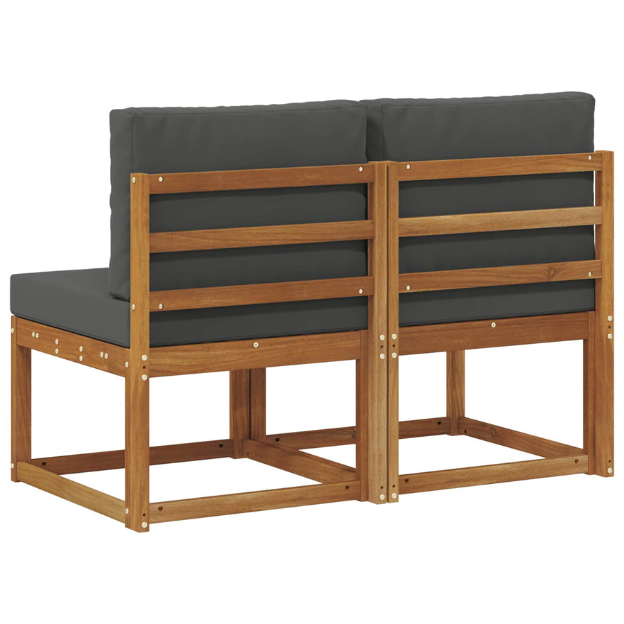 2 Stuk Buiten Midden Sofa Massief Acaciahout Naturel Natuurlijk en antraciet