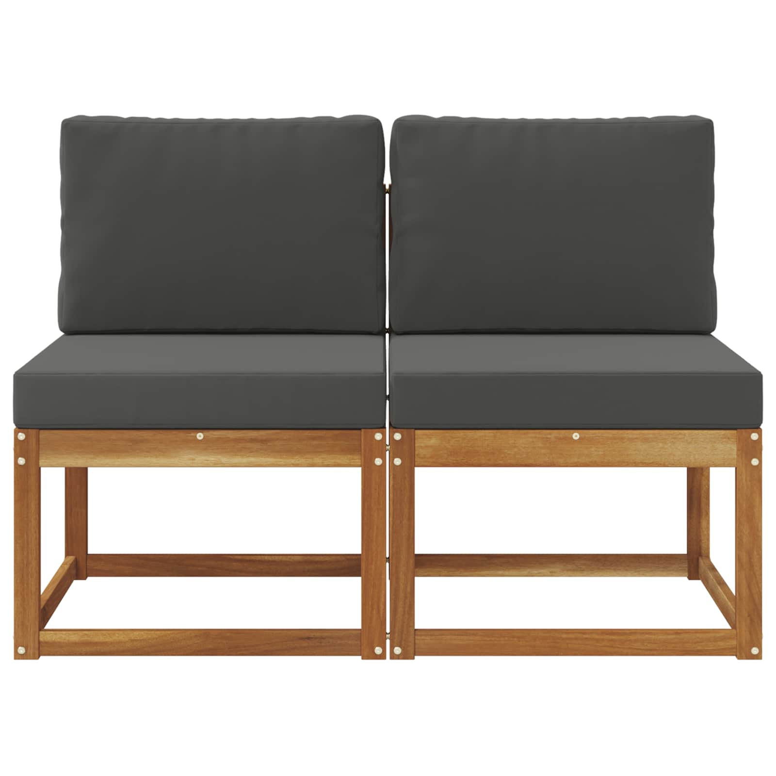 2 Stuk Buiten Midden Sofa Massief Acaciahout Naturel Natuurlijk en antraciet