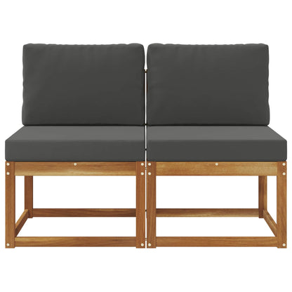 2 Stuk Buiten Midden Sofa Massief Acaciahout Naturel Natuurlijk en antraciet