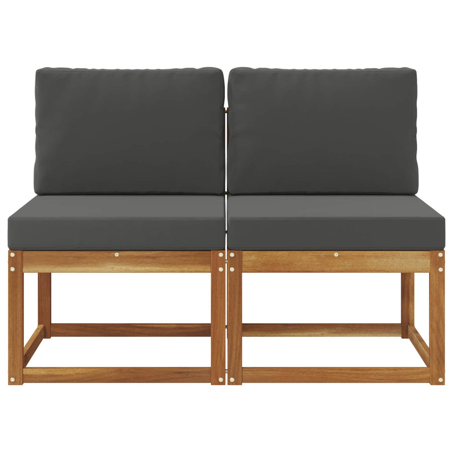 2 Stuk Buiten Midden Sofa Massief Acaciahout Naturel Natuurlijk en antraciet