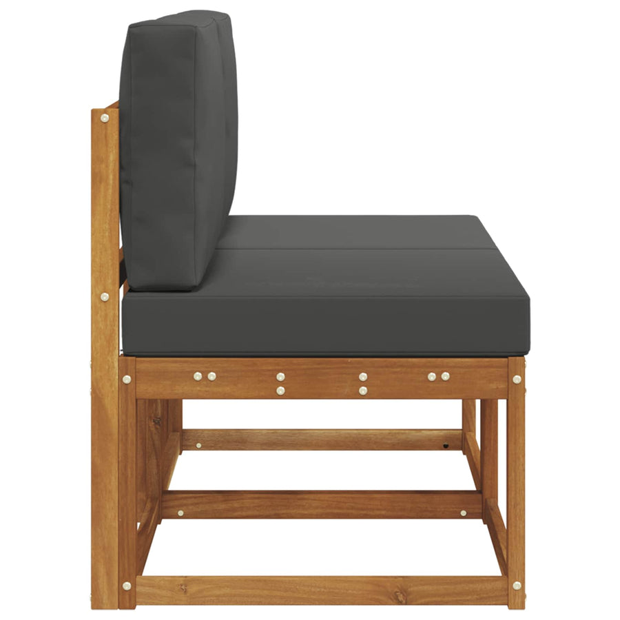 2 Stuk Buiten Midden Sofa Massief Acaciahout Naturel Natuurlijk en antraciet