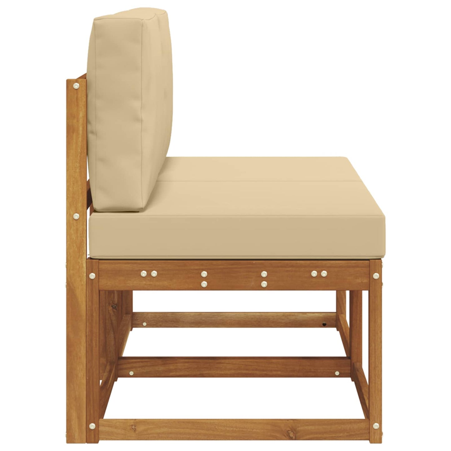 2 Stuk Buiten Midden Sofa Massief Acaciahout Naturel Natuurlijk en beige
