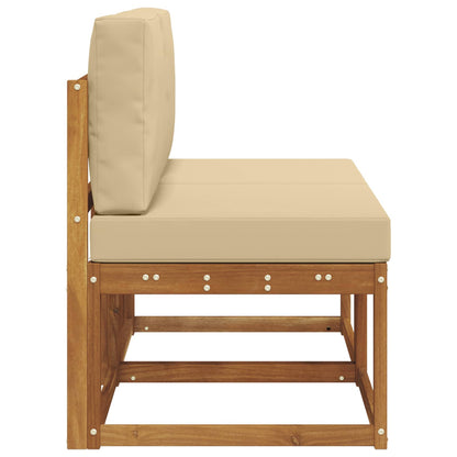 2 Stuk Buiten Midden Sofa Massief Acaciahout Naturel Natuurlijk en beige