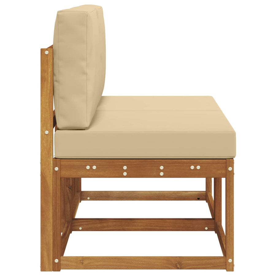 2 Stuk Buiten Midden Sofa Massief Acaciahout Naturel Natuurlijk en beige