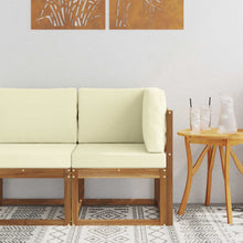 Buiten Hoek Sofa Massief Acaciahout Naturel Natuurlijk en crème