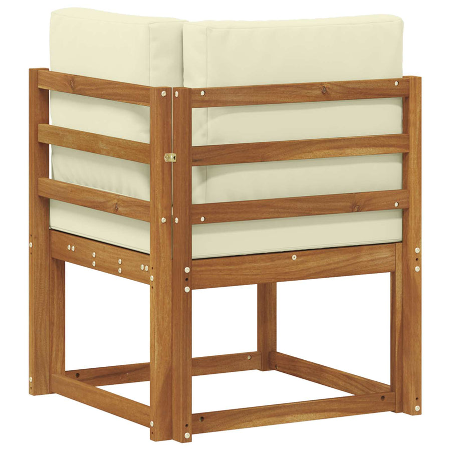 Buiten Hoek Sofa Massief Acaciahout Naturel Natuurlijk en crème
