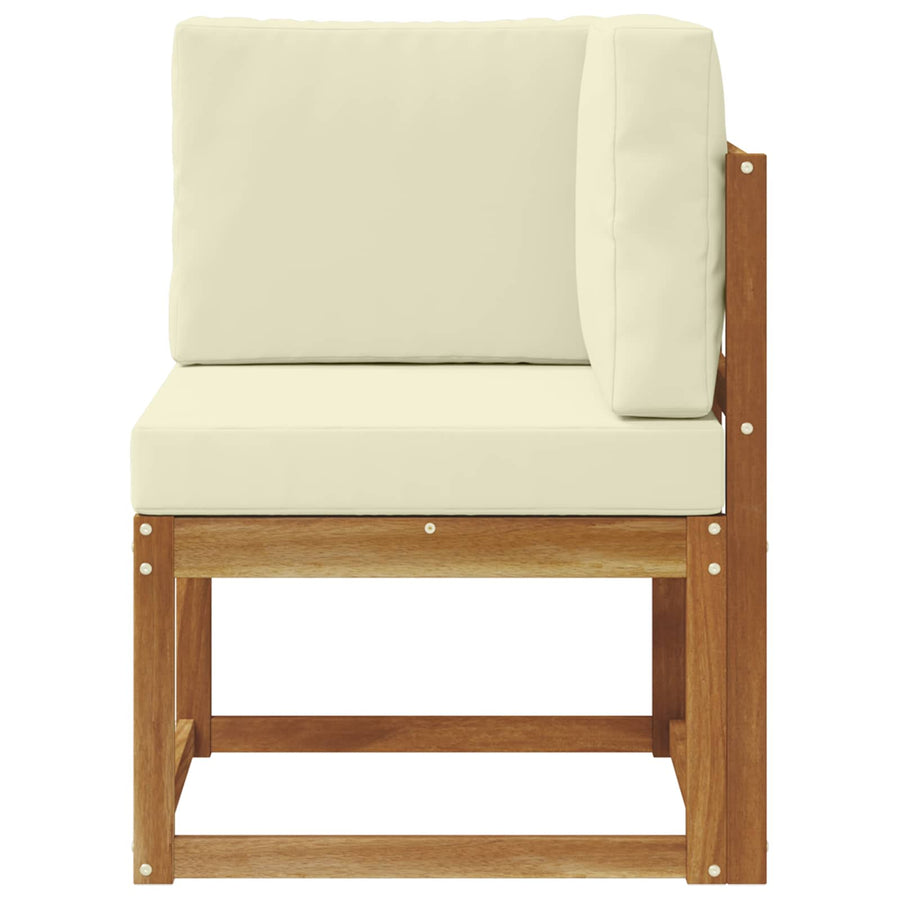 Buiten Hoek Sofa Massief Acaciahout Naturel Natuurlijk en crème
