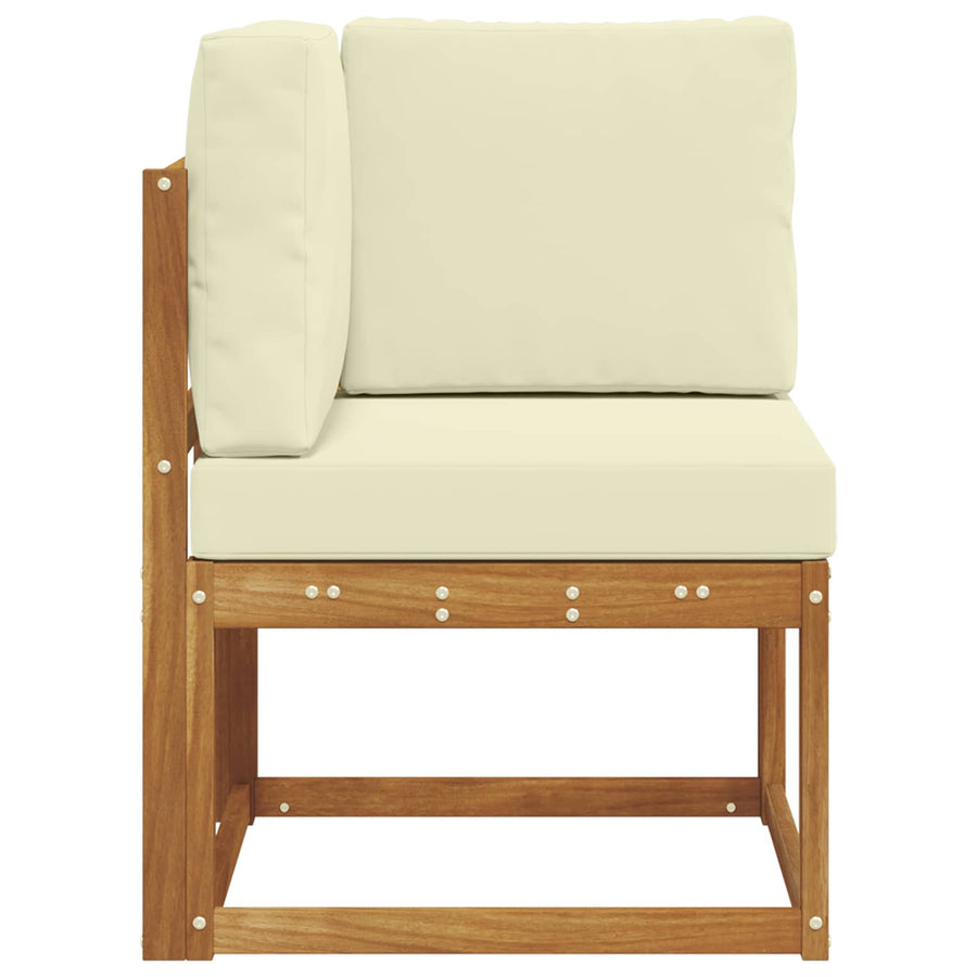 Buiten Hoek Sofa Massief Acaciahout Naturel Natuurlijk en crème