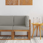 Outdoor Corner Sofa Solid Acacia Wood Natural and Light Grey