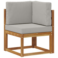 Buiten Hoek Sofa Massief Acaciahout Naturel Natuurlijk en lichtgrijs