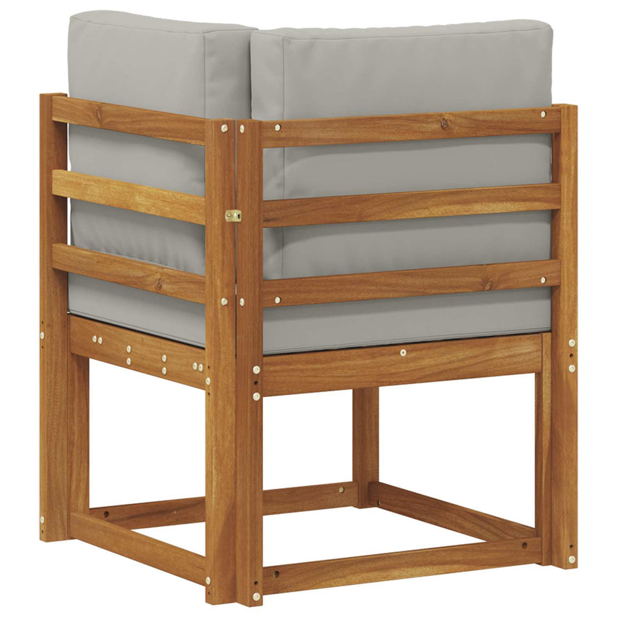 Buiten Hoek Sofa Massief Acaciahout Naturel Natuurlijk en lichtgrijs