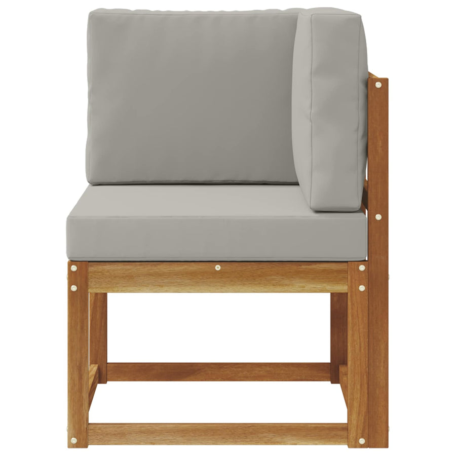 Buiten Hoek Sofa Massief Acaciahout Naturel Natuurlijk en lichtgrijs