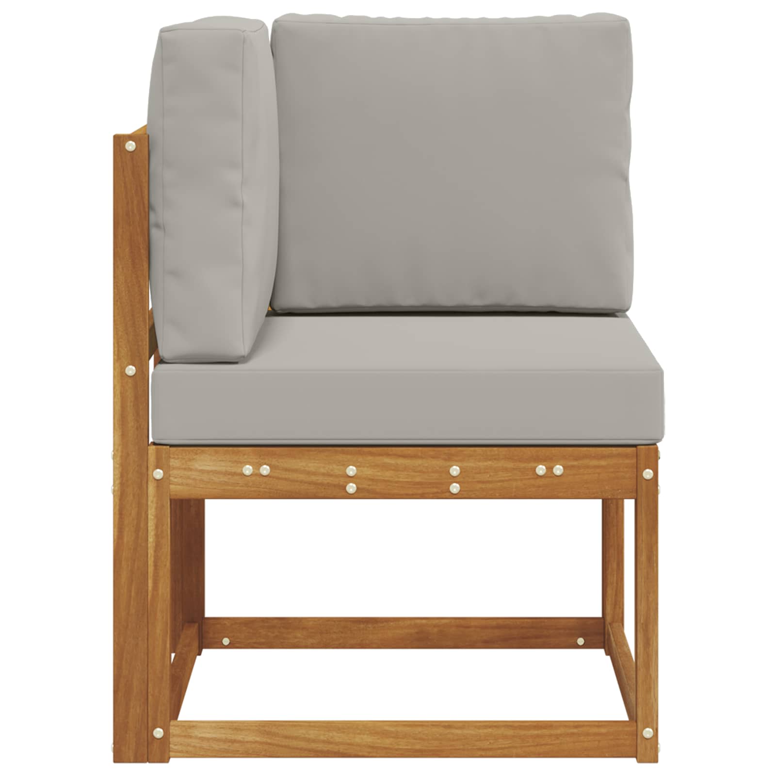 Buiten Hoek Sofa Massief Acaciahout Naturel Natuurlijk en lichtgrijs