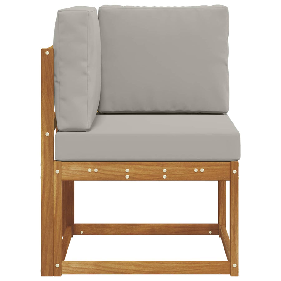Buiten Hoek Sofa Massief Acaciahout Naturel Natuurlijk en lichtgrijs