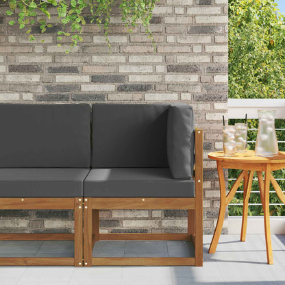 Buiten Hoek Sofa Massief Acaciahout Naturel Natuurlijk en antraciet