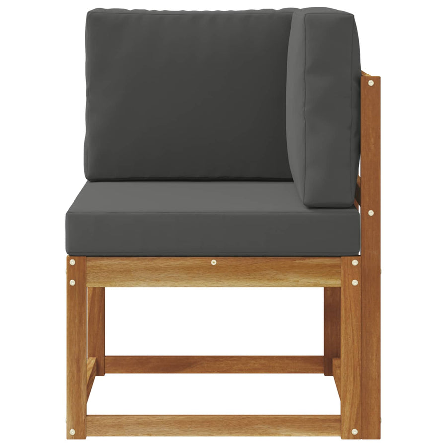 Buiten Hoek Sofa Massief Acaciahout Naturel Natuurlijk en antraciet