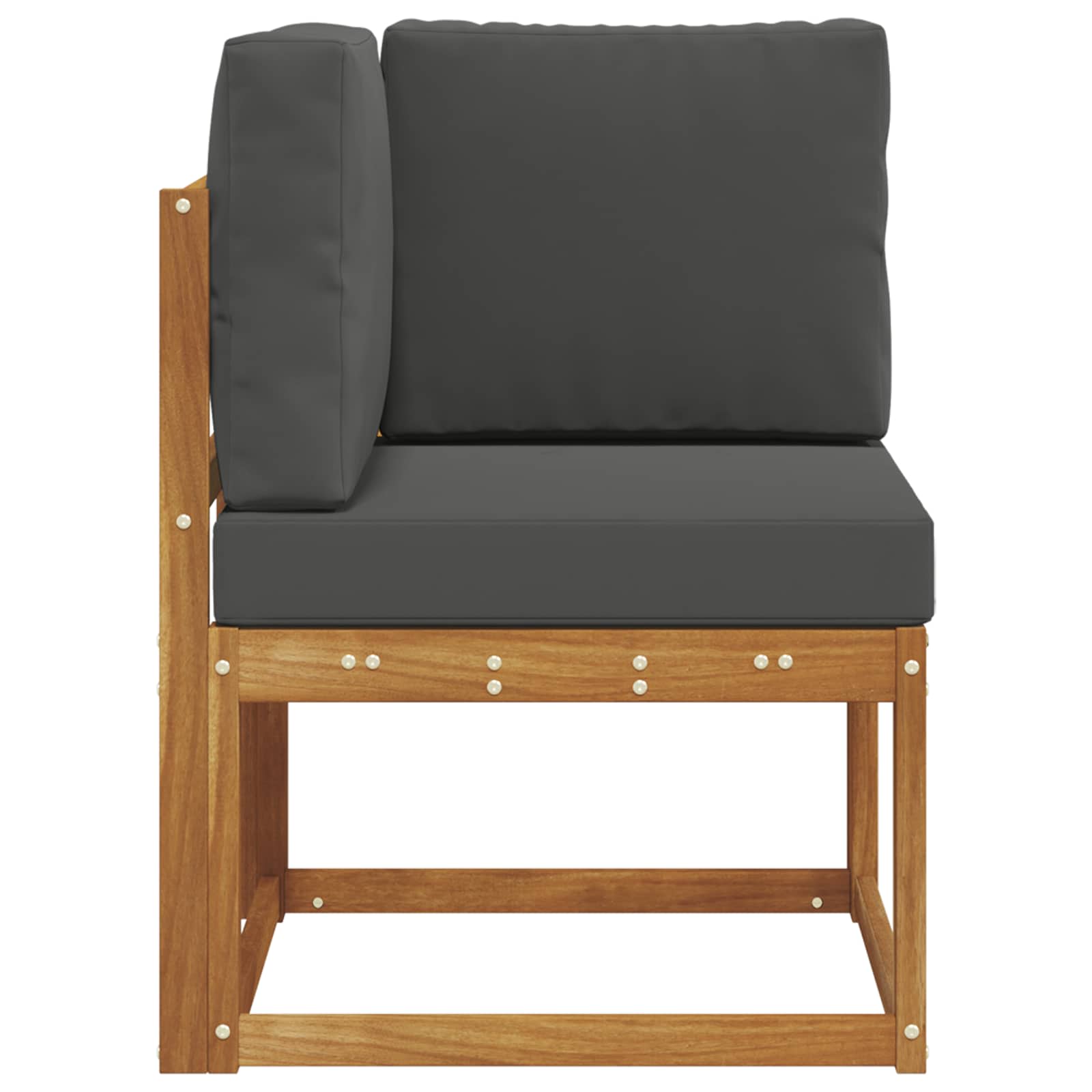 Buiten Hoek Sofa Massief Acaciahout Naturel Natuurlijk en antraciet