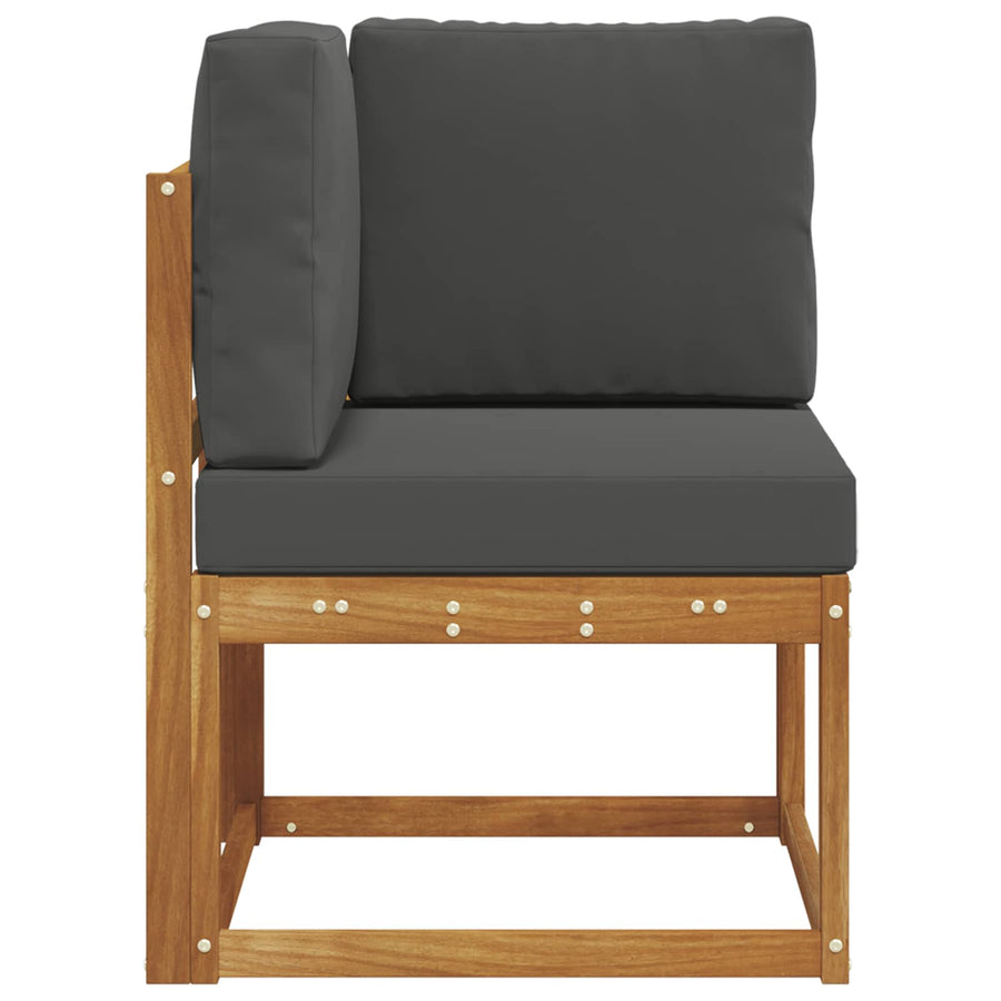 Buiten Hoek Sofa Massief Acaciahout Naturel Natuurlijk en antraciet