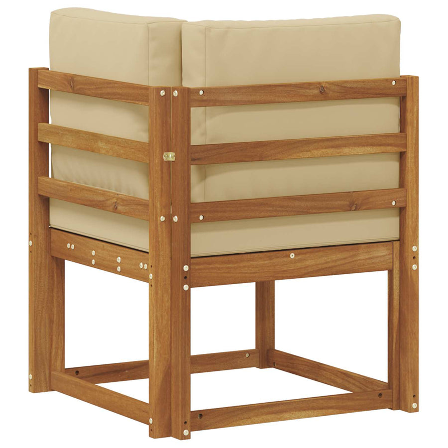 Buiten Hoek Sofa Massief Acaciahout Naturel Natuurlijk en beige