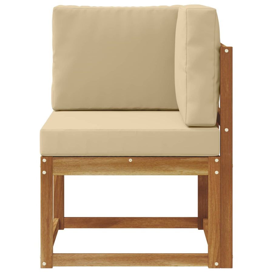 Buiten Hoek Sofa Massief Acaciahout Naturel Natuurlijk en beige