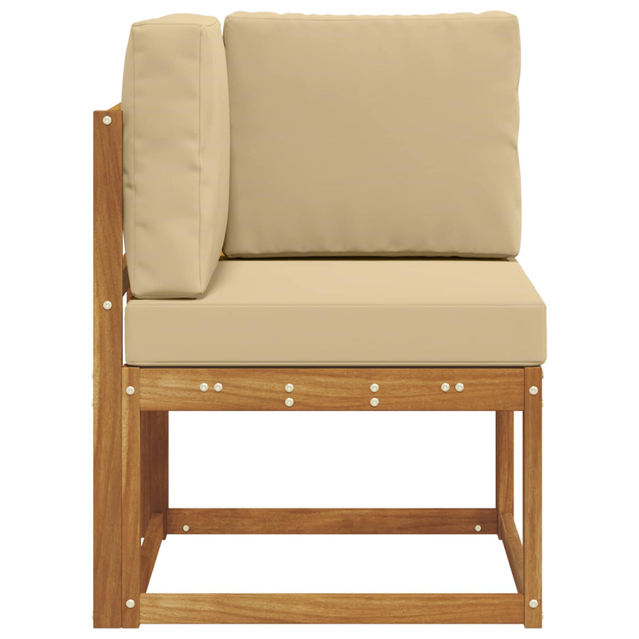 Buiten Hoek Sofa Massief Acaciahout Naturel Natuurlijk en beige