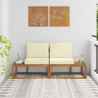 Outdoor End Sofa 2 Piece Natural and Cream Solid Acacia Wood