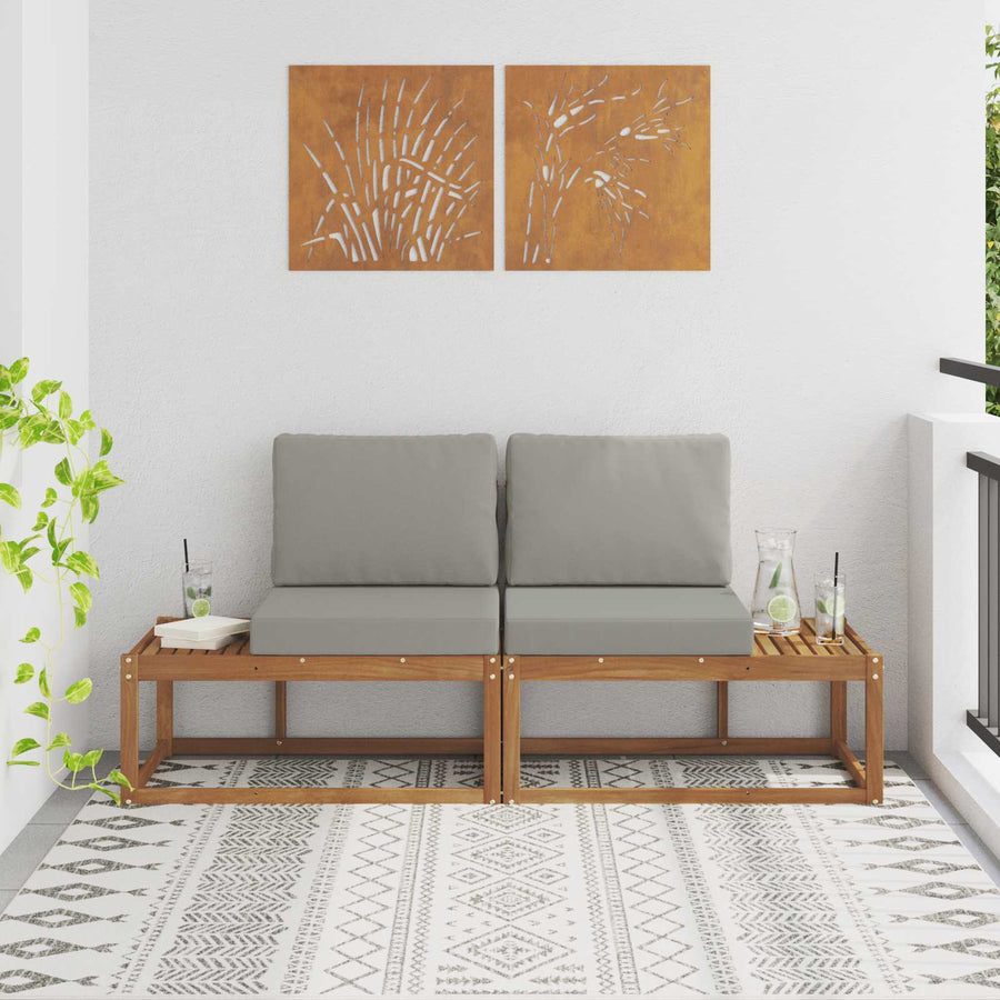 Buiten Eind Sofa met kussen 2 Stuk Natuurlijk en Lichtgrijs