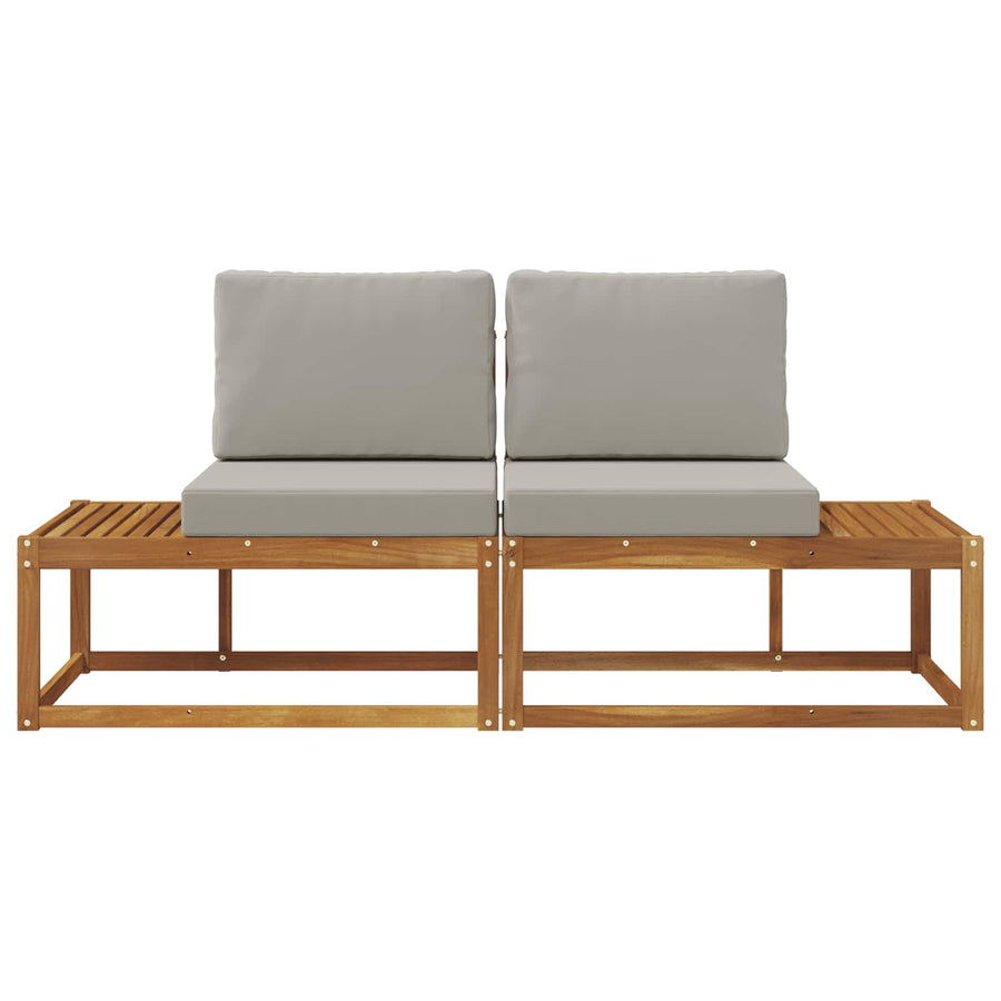 Buiten Eind Sofa met kussen 2 Stuk Natuurlijk en Lichtgrijs
