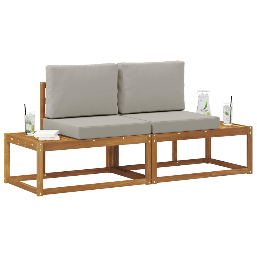 Buiten Eind Sofa met kussen 2 Stuk Natuurlijk en Lichtgrijs