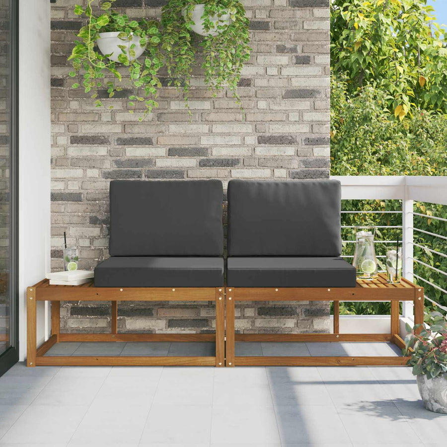 Buiten Eind Sofa met kussen 2 Stuk Natuurlijk en Antraciet