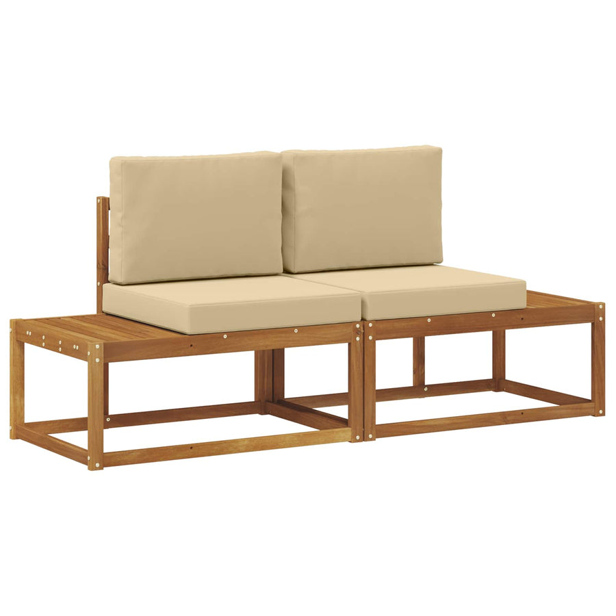 Buiten Eind Sofa 2 Stuk Natuurlijk en Beige Massief Acaciahout