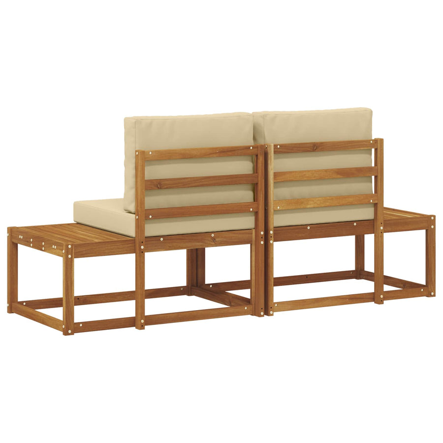 Buiten Eind Sofa 2 Stuk Natuurlijk en Beige Massief Acaciahout