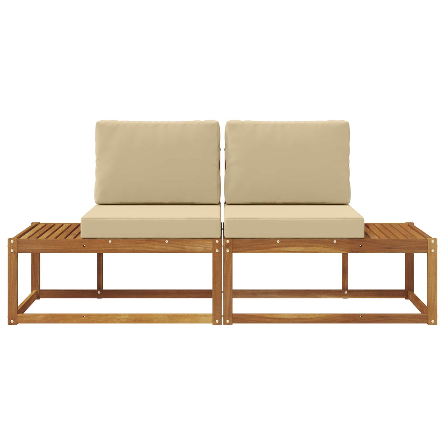 Buiten Eind Sofa 2 Stuk Natuurlijk en Beige Massief Acaciahout