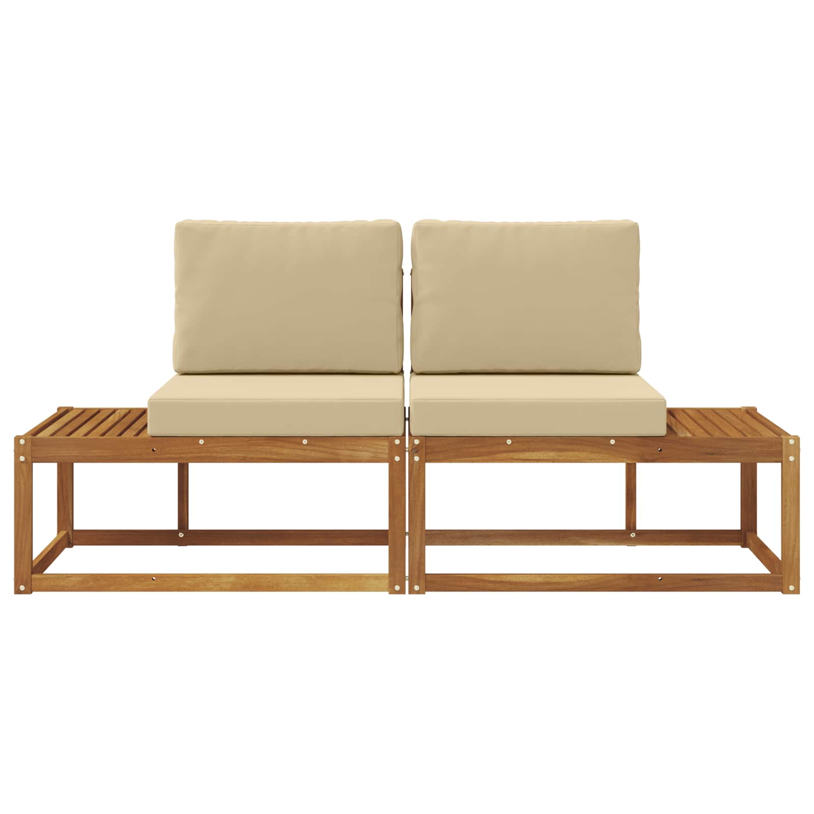 Buiten Eind Sofa 2 Stuk Natuurlijk en Beige Massief Acaciahout